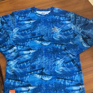 Guy Harvey Blue Graphic Long Sleeve Shirt size Large